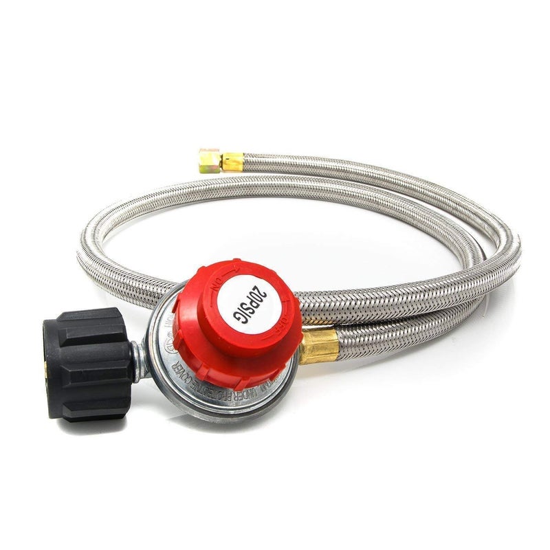 GasOne 2113+50105 4 ft Regulator and Propane Brass Orifice, Steel Braided Hose - Image 2